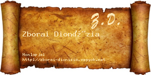 Zborai Dionízia névjegykártya